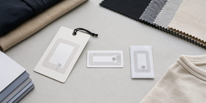 Apparel RFID hang tag adhesive label and sewn tag formats compared