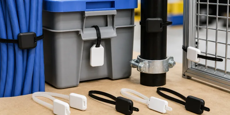RFID cable tie tag mounting options on cables bins pipes and cages