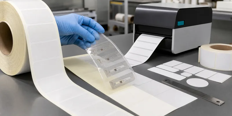 RFID inlay film and blank label rolls prepared for converting