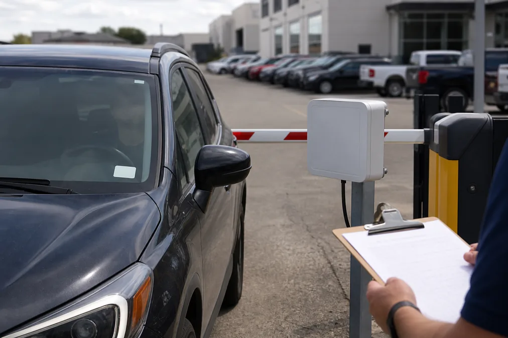 RFID parking gate test setup for windshield tag read performance