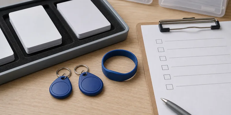 RFID school credential options including cards, wristbands, and key fobs
