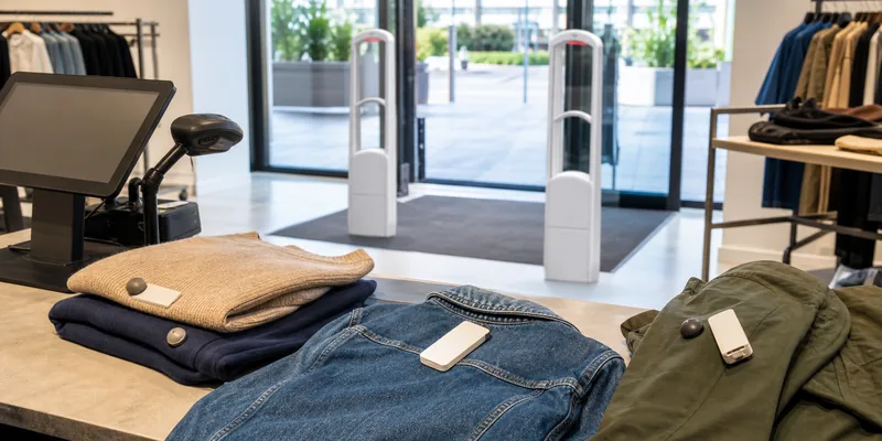 EAS security gate and RFID tagged retail products