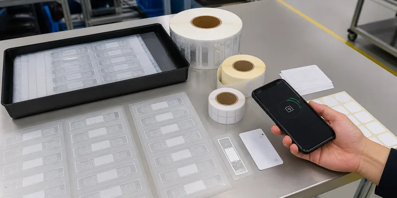 Testing secure NFC label samples with a smartphone before bulk production